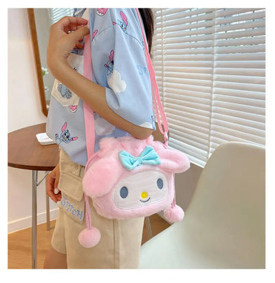 Sanrio  Bag Kawaii Cinnamoroll Handbag Tote Plushie Shoulder Messenger Bags Kuromi Hello Kitty Stuffed Makeup Backpack Gift