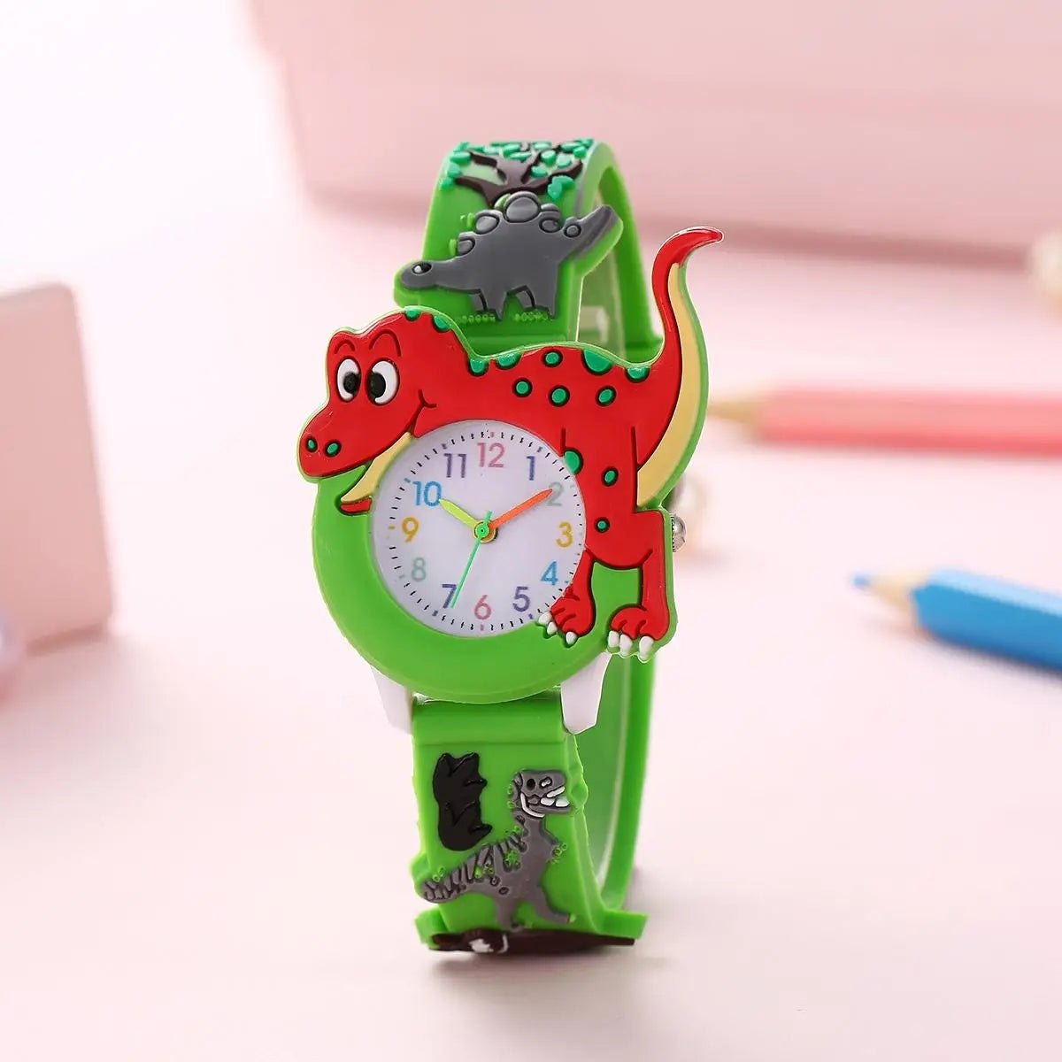 Cute cartoon 3D dinosaur Tyrannosaurus Rex silicone strap children's watch Kids Student Watch