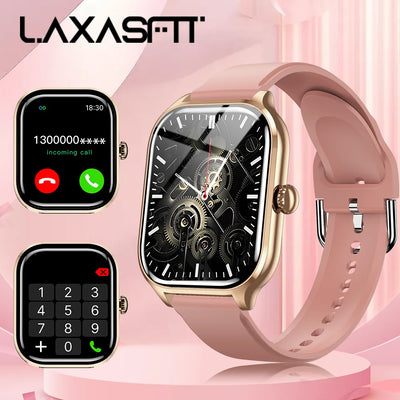 LAXASFIT Voice Call smartwatch 24 Hour Health Monitor 100+ Sports Modes Bluetooth smartwatch for Men Women 2.01 Display