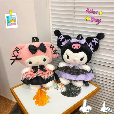 Kawaii Sanrio Bag Kuromi Plush Backpack Lolita Style Plushies Stuffed Animal Doll Toys My Melody Bag Women Tote Girl Christmas