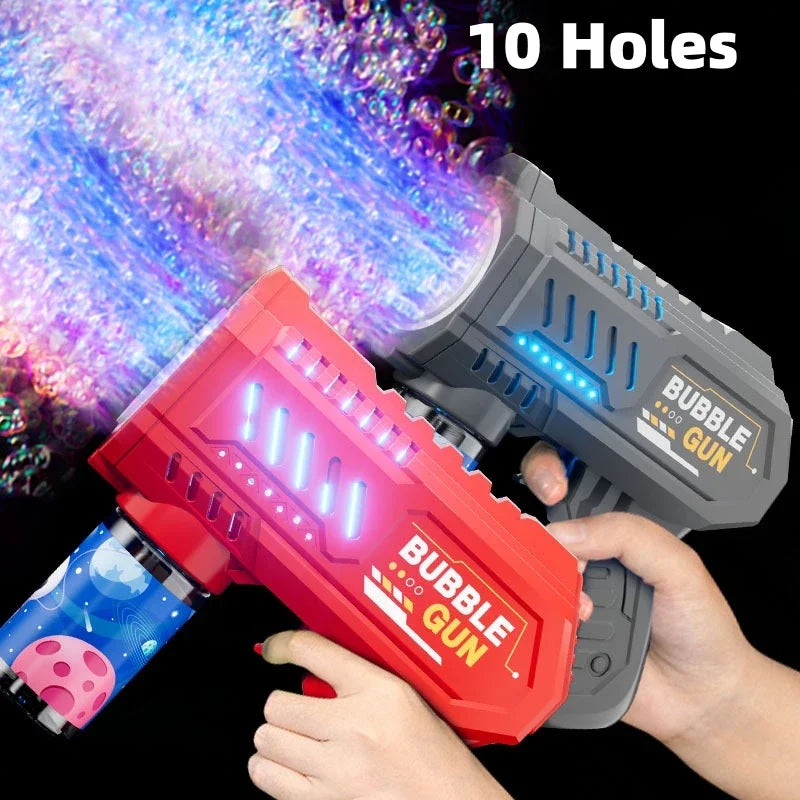 10 Holes Children Electric Bubble Gun Rocket Soap  Automatic Bubble Machine Bubbles Gun Kids Summer Outdoor Bubble Blowing Toys