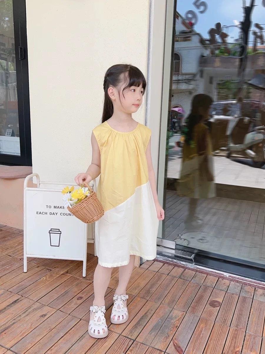 3-9y Summer children's girls dresses children's spliced female princess dresses new flower girl dresses cotton candy dresses