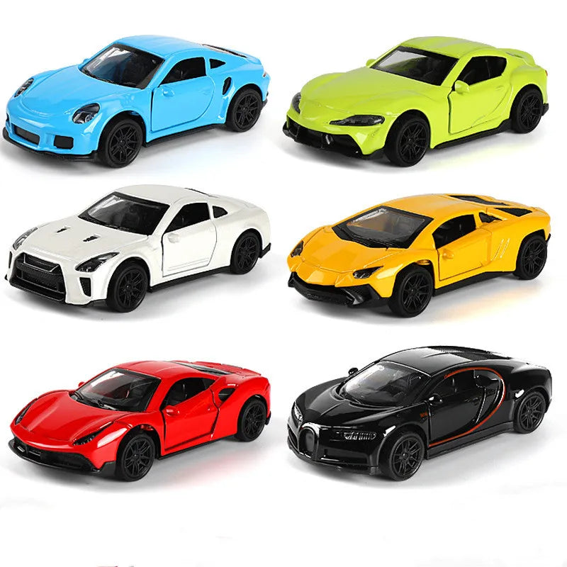 1:43 Diecast Alloy Car Model Metal Pull Back Simulation Car Toy Boy Sports Car Ornament with to Open the Door Toys for Kids