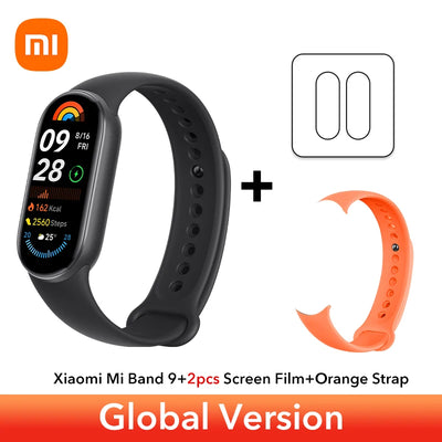 إصدار عالمي سريع الشحن من Xiaomi Smart Band 9 مقاس 1.62 بوصة AMOLED 150+ وضع رياضي عمر بطارية 21 يومًا * مراقبة النوم SpO2 * سوار