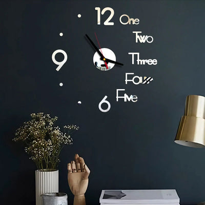 3D Mirror Wall Clock Modern Design Creative Acrylic Quartz Wall Clocks Stickers