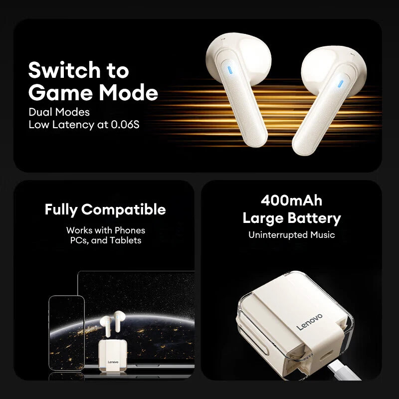 New Original Lenovo LP51 TWS Wireless Bluetooth 5.4 Earphones Long Endurance Gaming Earbuds HiFi Sound Touch Headphones With Mic