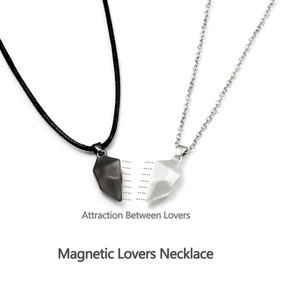 Good Simple Quality Couple Pendant Necklace Electrocardiogram,Magnetic Heart,Pendant Splicing Necklace Valentine's Day Gift