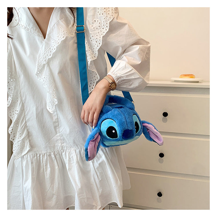 Disney New Lilo & Stitch Plush Toys Kawaii Plush Messenger Bag Girl Handbag Anime Stuffed Toys Children Cartoon Plushie Soft Bag