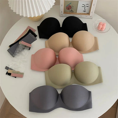 FINETOO Sexy Strapless Bras Women Wireless Bralette Soft Female Underwear Ladies Seamless Bras Invisible Bra With 2pcs Straps