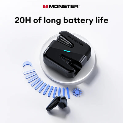 سماعات أذن Monster XKT01MK 2 اللاسلكية بتقنية البلوتوث V5.4 الأصلية من Choice مع ميكروفون عالي الدقة وسماعات أذن طويلة الأمد وسماعات أذن منخفضة الكمون