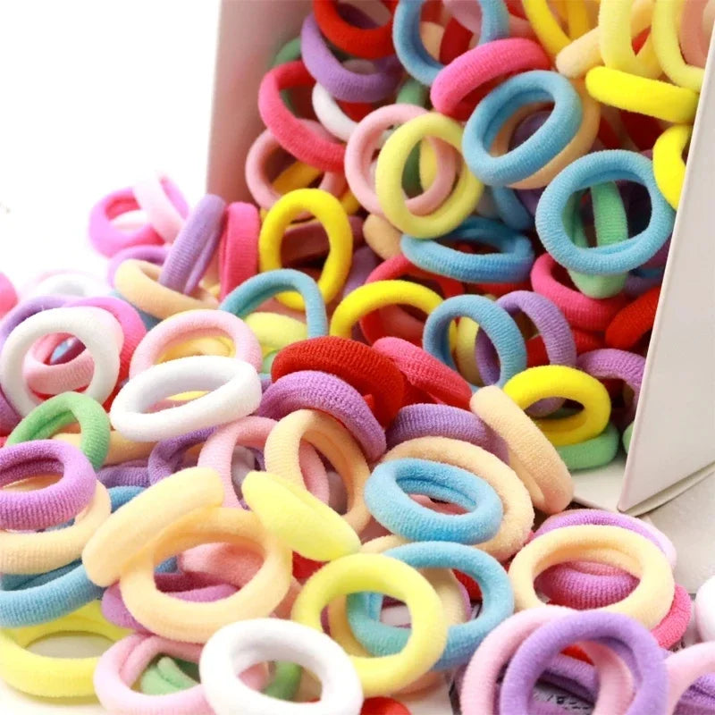 200PCS Women Girls Colorful Nylon Elastic Hair Bands Ponytail Hold Small Hair Tie Rubber Bands Scrunchie Hair Accessories