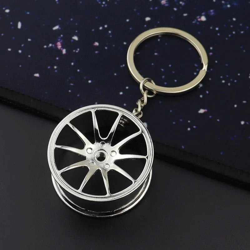 Creative Metal Car Accessories Keychain Zinc Alloy Turbo Gearbox Hub Brake Disc Pendant KeyRing for Men's Dad Birthday Gift