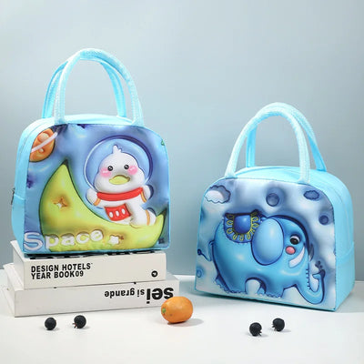 Cute Printed Cartoon Lunch Bag for Kids with Insulation and Preservation Function Bag Organizer Tote Bag with Zipper