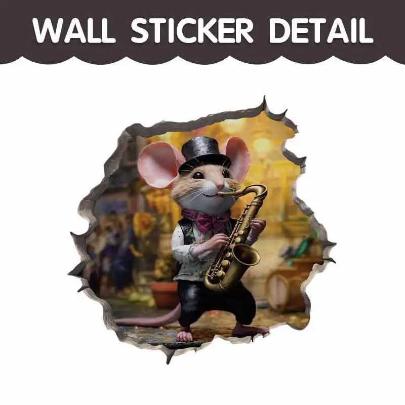 M420 Cartoon Cute Little Mouse Hole Wall Stickers Creative Bedroom Bathroom Cute Decals Scratch-Proof Suitcase House Decoration