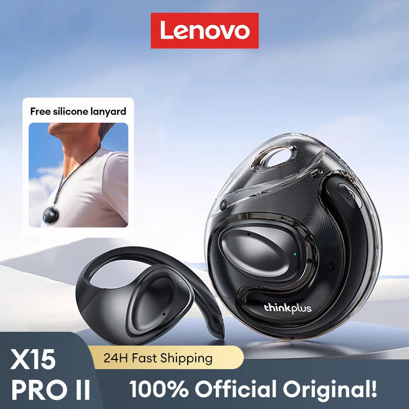 Original Lenovo X15 PROⅡ TWS Bluetooth 5.4 Wireless Earphones Ear Hook Sport Earbuds HD HiFi Sound Long Endurance Game Headphone