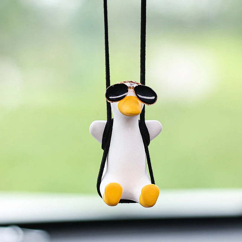 Adorable Duck Car Ornaments for Women, Tire Swing Interior Mirror Pendant