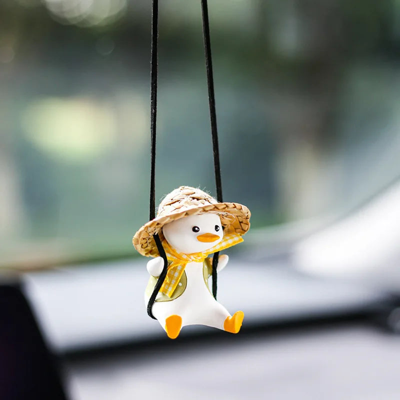 Adorable Duck Car Ornaments for Women, Tire Swing Interior Mirror Pendant