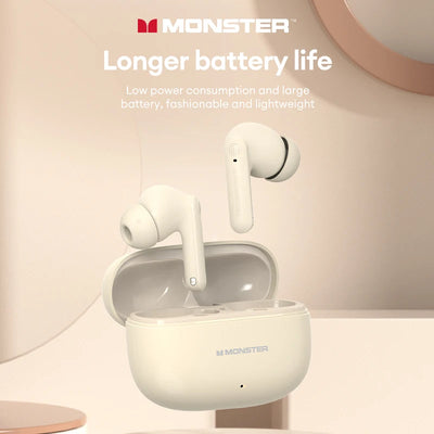 Monster XKT27 Bluetooth V5.4 Headset Long Standby Wireless HIFI Sound Earphones Intelligent Noise Reduction HD Call Earbuds