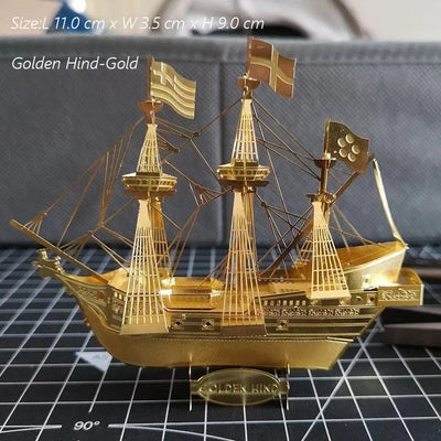 3D Metal Puzzle Multicolor Manual Black Pearl U-Boat XXI Titanic Golden Hind Famous Ship Warship Assemble Model Jigsaw Puzzles