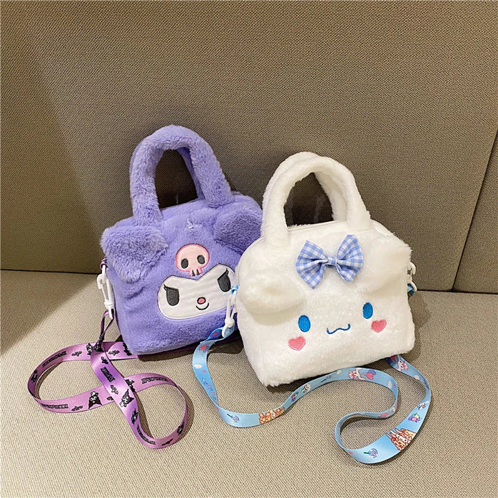 Sanrio Bag Kawaii Kuromi Cinnamoroll My Melody Cartoon Anime Plush Handbag Cosmetic Bag Travel Storage Bag Women Girl Gifts