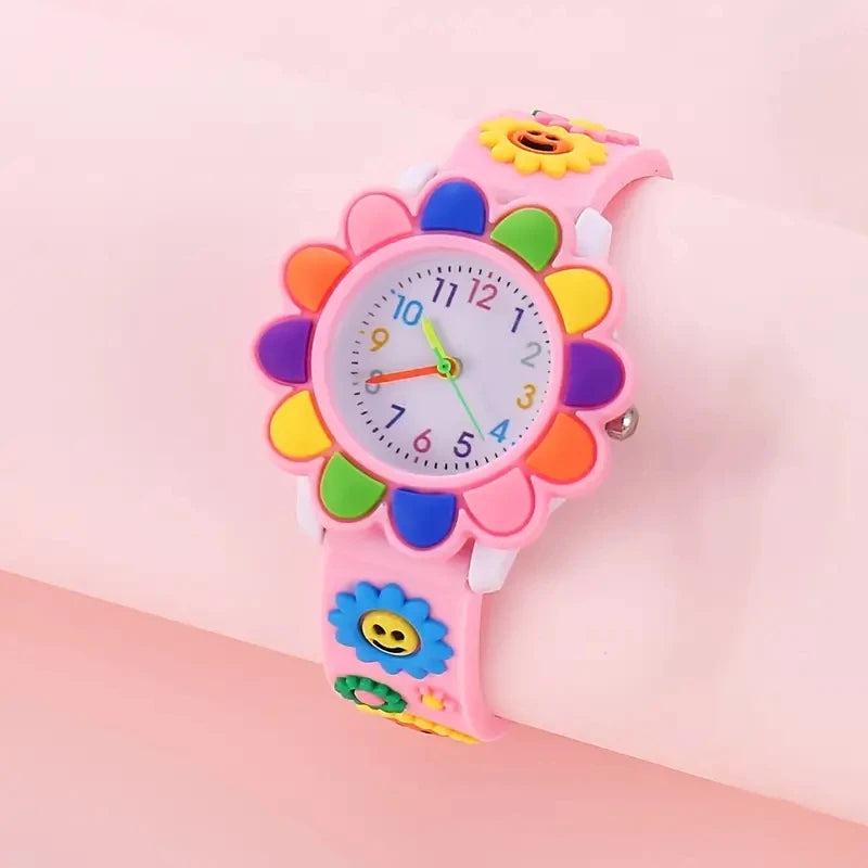 Children's Cartoon Watch Quartz Silicone Watch Elementary School Girls Boys Children's Watch 3D Silicone Strap