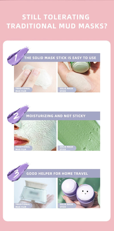 Solid facial mask Stick Green Tea Honey Peach Cleaning Pore Moisturizing Long Charcoal Eggplant Mud Film