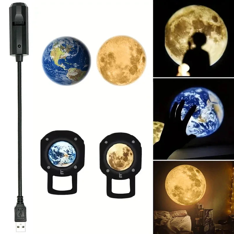 Planet Projection Light Moon Earth Bedroom Ceiling USB Night Light Ins Background Atmosphere Light for Kids Bedroom Wall Decor