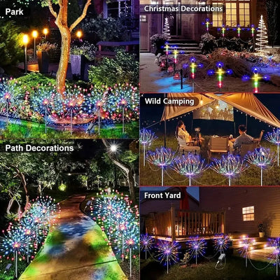 4 Pack 320/240LEDs Solar Firework Lights Outdoor Solar Garden Lights 8 Lighting Modes DIY Starburst Fairy Lights Yard Decoration