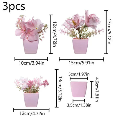 2024 Artificial Flower Potted Plant, Used Year-Round For Home, Bedroom, Study, Office Desktop Shelf Decoration