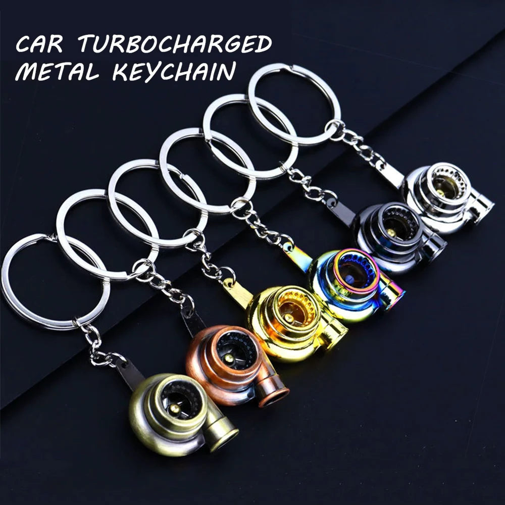 Classic Mini Turbo Hub Keychain Creative Metal Auto Parts Pendant With Key Holder For Men Gifts