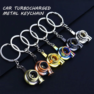 Classic Mini Turbo Hub Keychain Creative Metal Auto Parts Pendant With Key Holder For Men Gifts