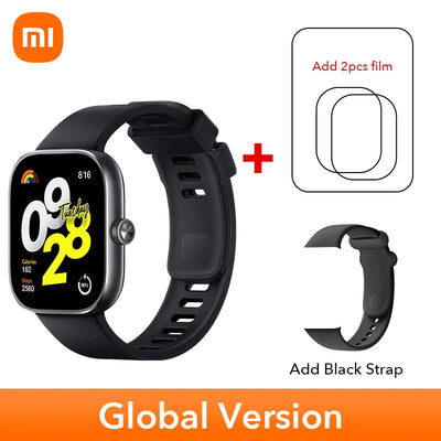 النسخة العالمية من ساعة Xiaomi Redmi Watch 4 الذكية مقاس 1.97 بوصة AMOLED لمراقبة معدل ضربات القلب وأكسجين الدم ودعم مكالمات الهاتف عبر البلوتوث ونظام تحديد المواقع العالمي (GPS)