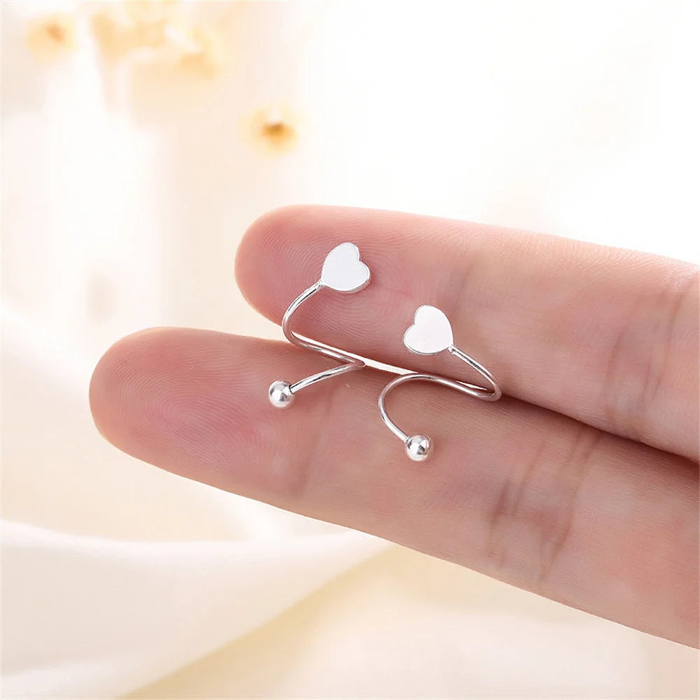 2pcs Stainless Steel Spiral Twisted Lip Ring Tongue Piercing Heart Star Ear Cartilage Helix Piercing Stud Earring Jewelry Gifts