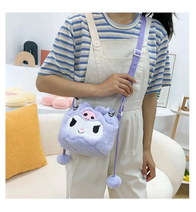 Sanrio  Bag Kawaii Cinnamoroll Handbag Tote Plushie Shoulder Messenger Bags Kuromi Hello Kitty Stuffed Makeup Backpack Gift