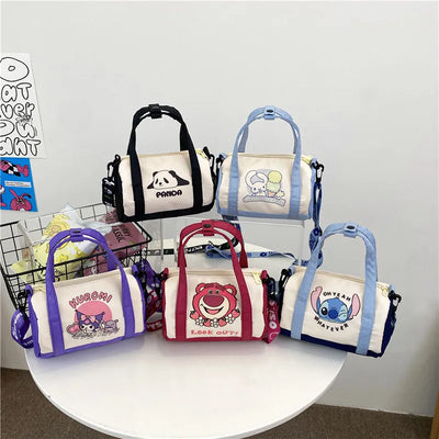 Disney Stitch Canvas Bucket Bag Kawaii Cartoon Handbag Casual All-Match Crossbody Bag Portable Satchel Tote Fashion Backpacks