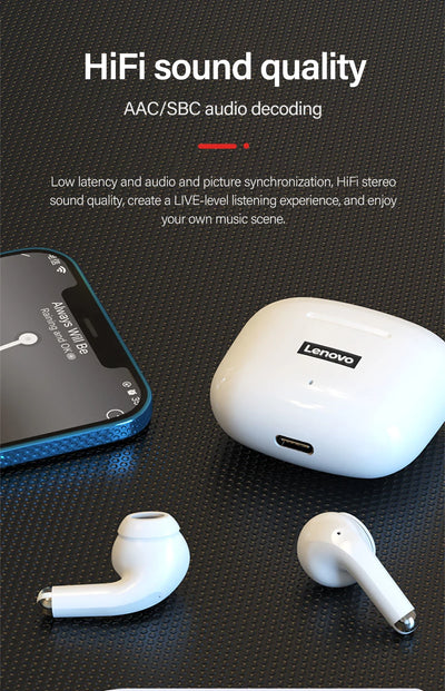 Original Lenovo LP40 Pro TWS Earphones Wireless Bluetooth V5.1 Sport Noise Reduction Headphones Touch Control HD Call With Mic