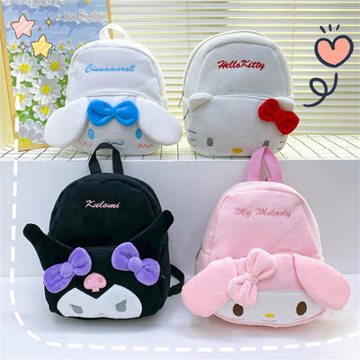 Kuromi Cinnamoroll & My Melody Plush Backpack Adorable, Large-Capacity, Kawaii Design - Soft Cartoon Characters