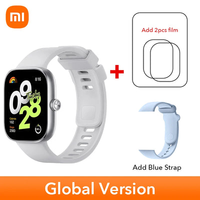 النسخة العالمية من ساعة Xiaomi Redmi Watch 4 الذكية مقاس 1.97 بوصة AMOLED لمراقبة معدل ضربات القلب وأكسجين الدم ودعم مكالمات الهاتف عبر البلوتوث ونظام تحديد المواقع العالمي (GPS)