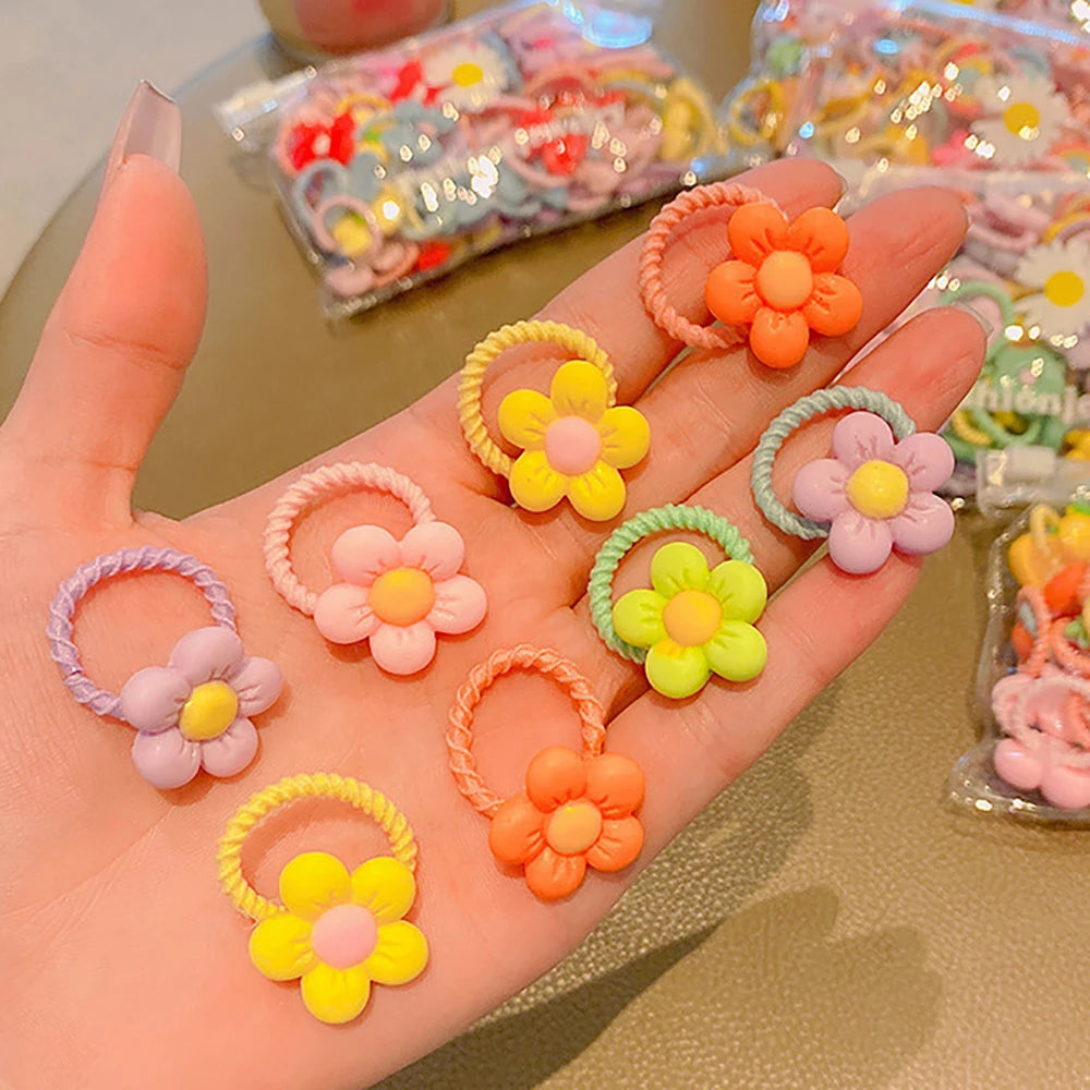 50/100 Pieces of Cute Thumb Hair Ties for Girls, High Elasticity, Does Not Hurt Hair, Sweet Little Girl Hair Rope, Kidsren's