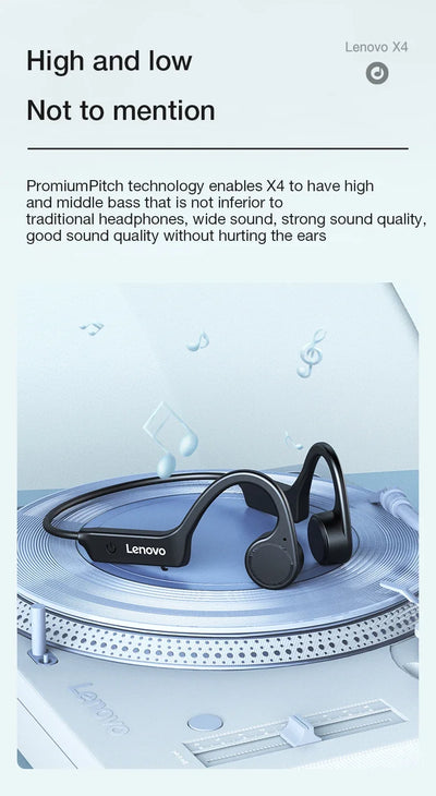 Original Lenovo X4 Bone Conduction Wireless Bluetooth Earphone IPX5 Waterproof Sport Headphone HD Call Touch Headset With Mic