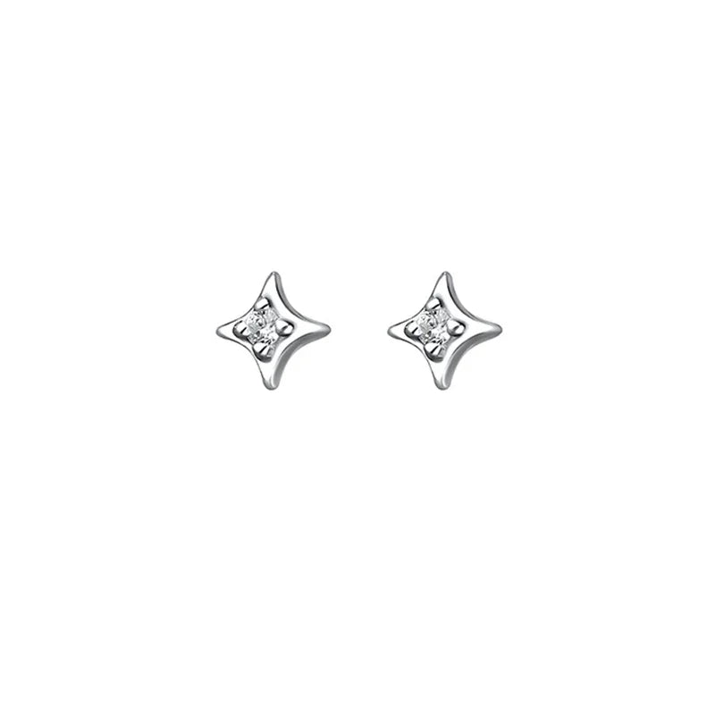 SOFTPIG Real 925 Sterling Silver Zircon 4MM Star Tiny Stud Earrings for Women Fine Jewelry Minimalist Ear Hole Care Accessories