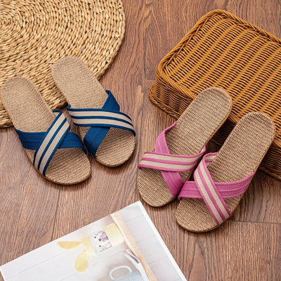 Plus Size Women'S Slippers Flat Sandals Linen Lightweight Casual Summer Slippers Women For Home Free Shipping