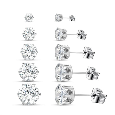 10PCs Shiny CZ Cubic Zirconia Paved Stud Earrings Set for Women Men Unisex Gold Color Alloy Simple Fashion Party Earring Jewelry