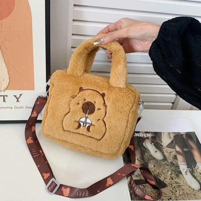 Cartoon Plush Bag Handbag Crossbody Anime Peripheral Products Cute Kapybara Plush Doll Bag Children's Crossbody Coin Bag