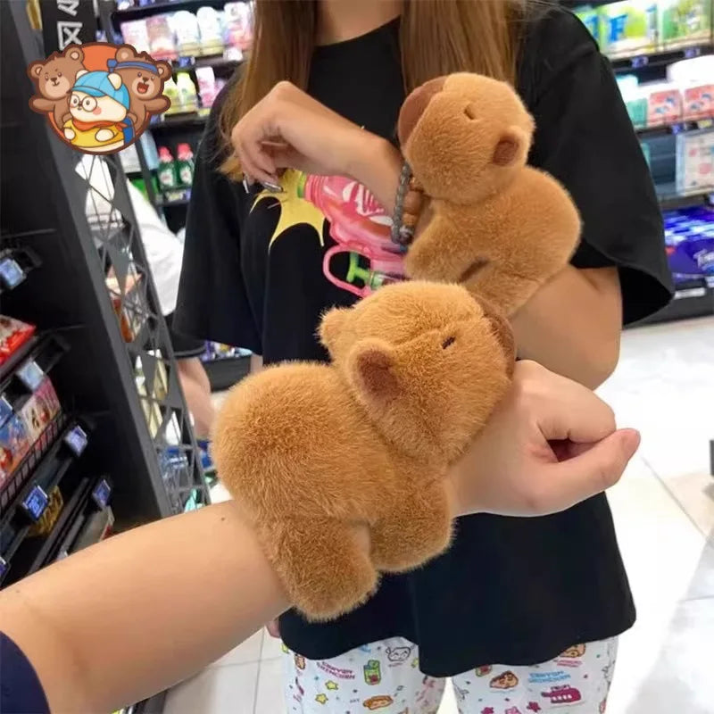 Animal Slap Bracelets Capybara Plush Toy Stuffed Animals Huggers Slap Toy Animal Wristband Interactive Toy Figures Kids Gifts