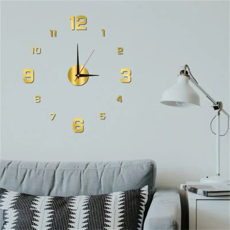 Digital Clock Luminous Modern Watches Home Decoration DIY Living Room Families Wall Decor Stereo Frameless Bedroom Clocks Garden