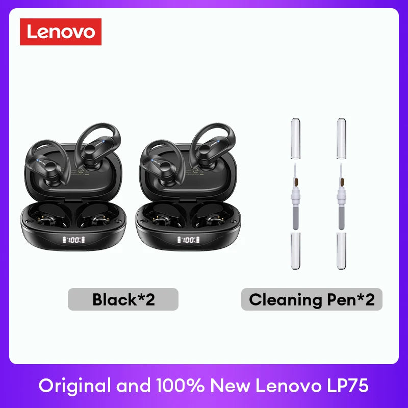 Original Lenovo LP75 2/3/5pcs TWS Bluetooth V5.3 Headphones Wireless LED Digital Display Earphones Low Latency Gaming Headset