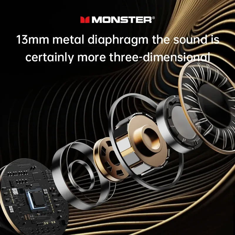 Monster Airmars XKT26 Wireless Bluetooth 5.4 Headphones TWS Hifi Stereo Earphones Gaming Headset Noise Reduction Sports Earbuds