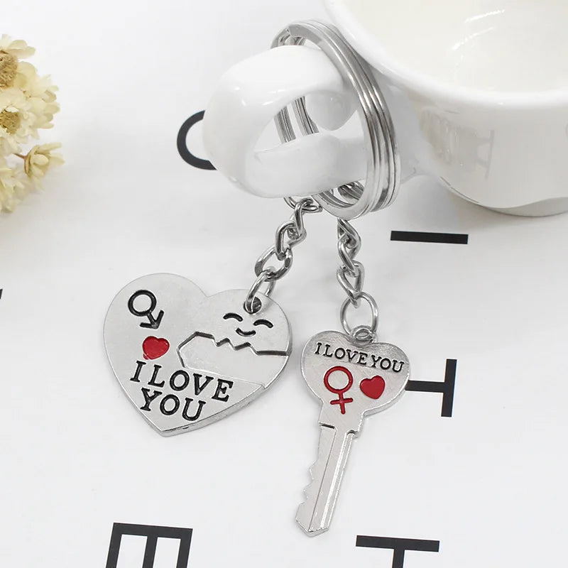 Hot Sale Zinc Alloy Silver Plated Lovers Gift Wedding Favors Couple My Heart Keychain Fashion Keyring Key Fob Creative Key Chain