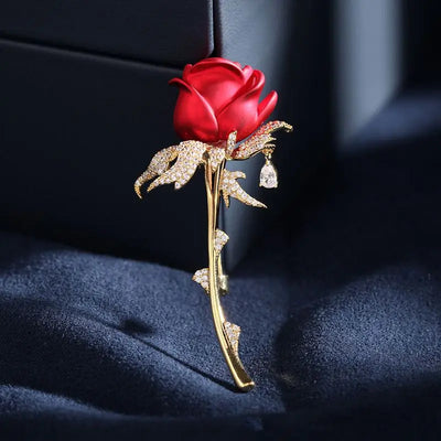 Red Rose Tulip Brooch Pins Ladies Fashion Light Luxury Flower Pin Nice Design Brooches Elegant Dress Suit Badge Accessories